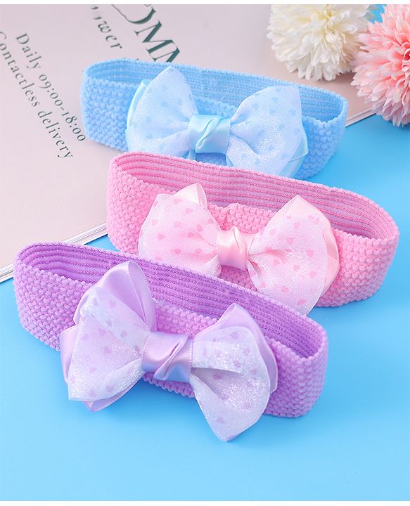 Babyhug Headbands With Bow Applique Pack of 3 - Multicolor
