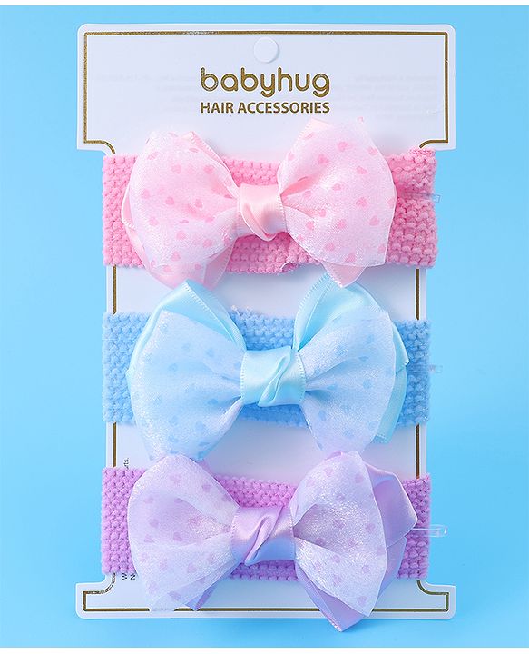 Babyhug Headbands With Bow Applique Pack of 3 - Multicolor