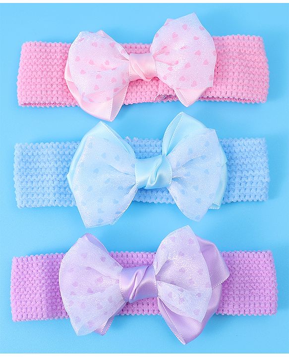 Babyhug Headbands With Bow Applique Pack of 3 - Multicolor