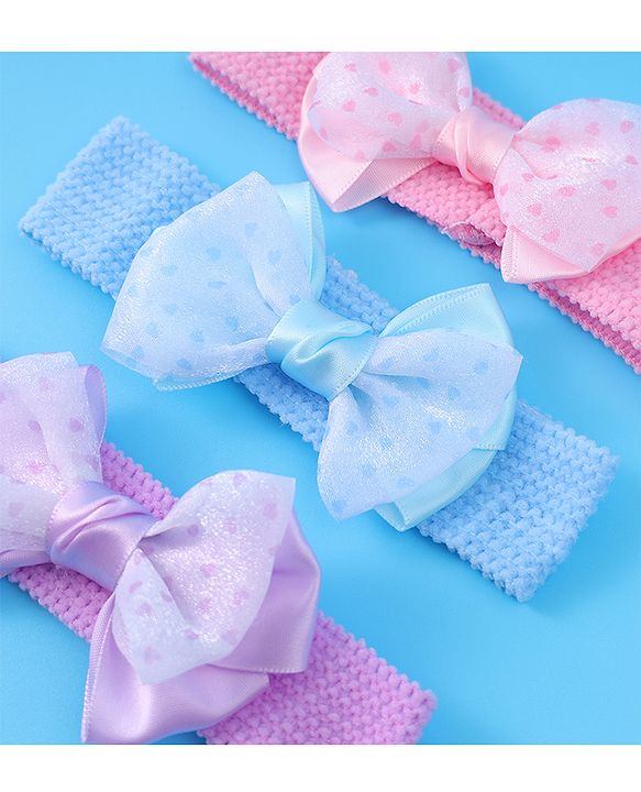 Babyhug Headbands With Bow Applique Pack of 3 - Multicolor
