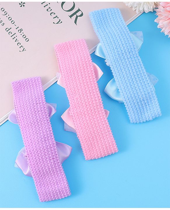 Babyhug Headbands With Bow Applique Pack of 3 - Multicolor