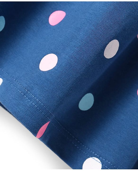 Babyhug Single Jersey Knit Half Sleeves Heart & Polka Dots Printed Frocks with Bow Applique Pack of 2 - Pink & Blue