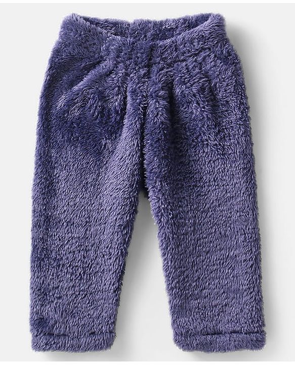 Babyhug Woven Full Sleeves Hooded Fur Winter Wear Suit with Colour Block Design - Navy Blue