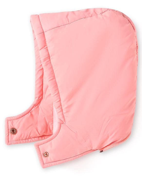 Babyhug Woven Full Sleeves Hooded Padded Jacket With Star Applique & Removable Hood - Pink