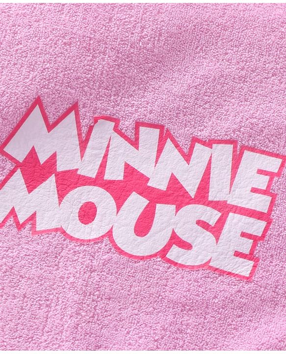 Babyhug Disney Terry Woven Full Sleeve Hooded Bath Robe With Minnie Mouse Graphic & 3D Applique - Pink