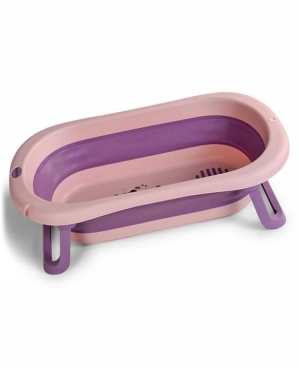 Babyhug Disney Foldable Baby Bathtub with Heat Sensitive Drain Plug & Mickey & Friends Graphics - White