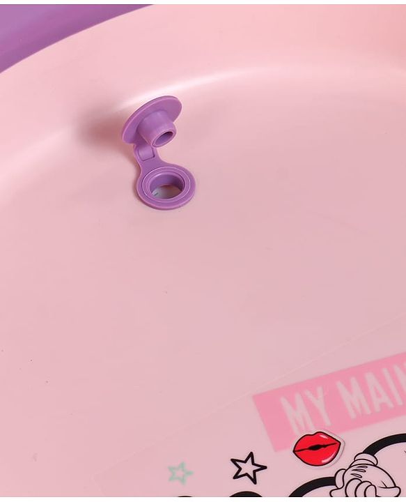 Babyhug Disney Foldable Baby Bathtub with Heat Sensitive Drain Plug & Mickey & Friends Graphics - White