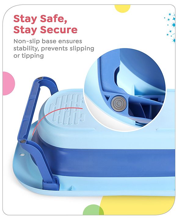 Babyhug Disney Foldable Baby Bathtub with Heat Sensitive Drain Plug & Mickey & Friends Graphics - White