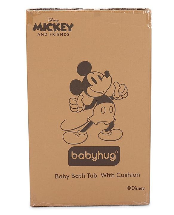 Babyhug Disney Foldable Baby Bathtub with Cushion & Mickey & Friends Graphics -White