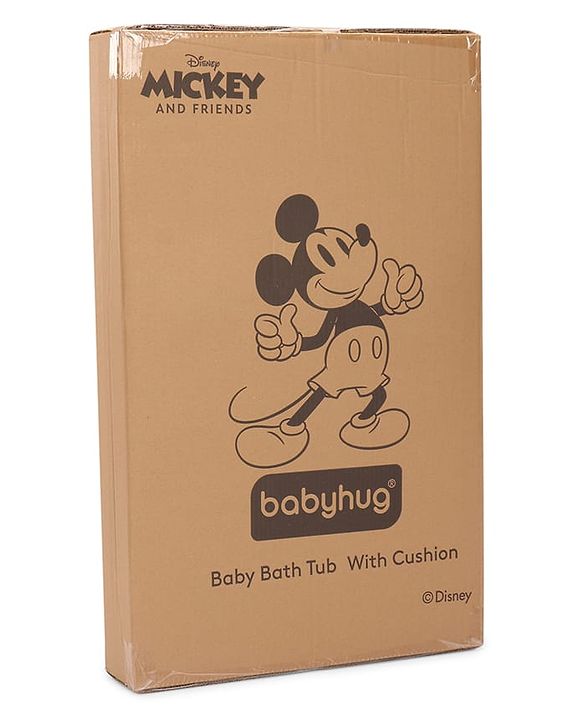 Babyhug Disney Foldable Baby Bathtub with Cushion & Mickey & Friends Graphics -White