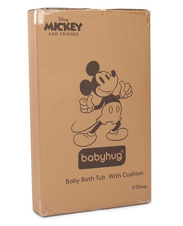 Babyhug Disney Foldable Baby Bathtub with Cushion & Mickey & Friends Graphics -White