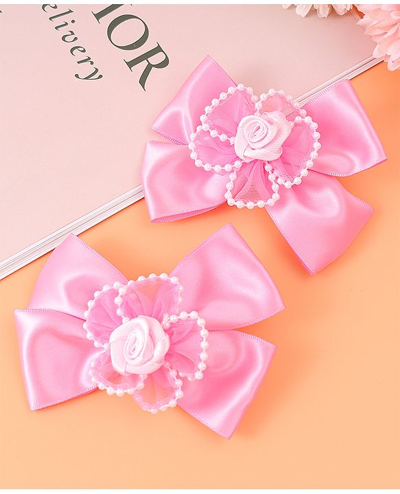 Babyhug Hair Accessories Combo Sets with Bow Applique - Pink