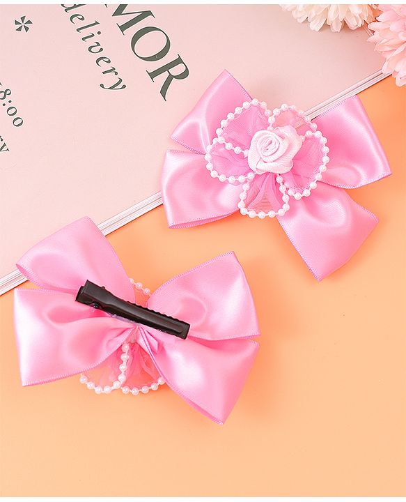 Babyhug Hair Accessories Combo Sets with Bow Applique - Pink
