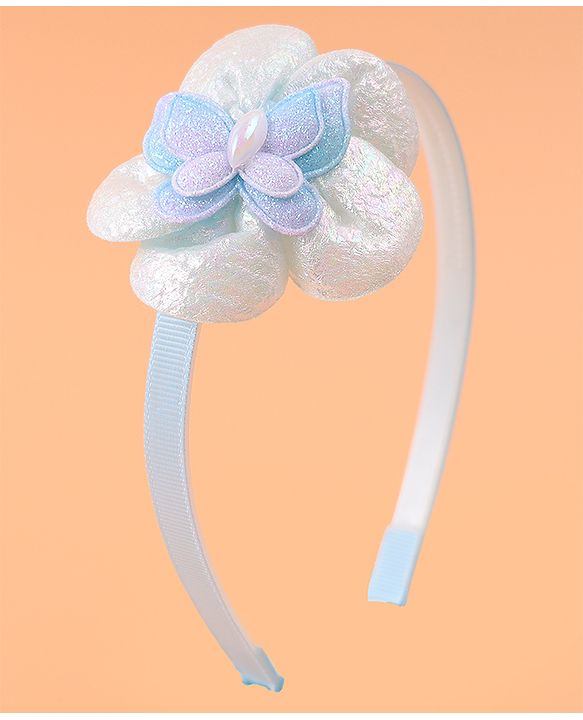 Babyhug Hair Accessories Combo Set Free Size with Floral Applique - Sky Blue