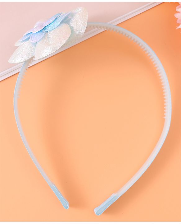 Babyhug Hair Accessories Combo Set Free Size with Floral Applique - Sky Blue