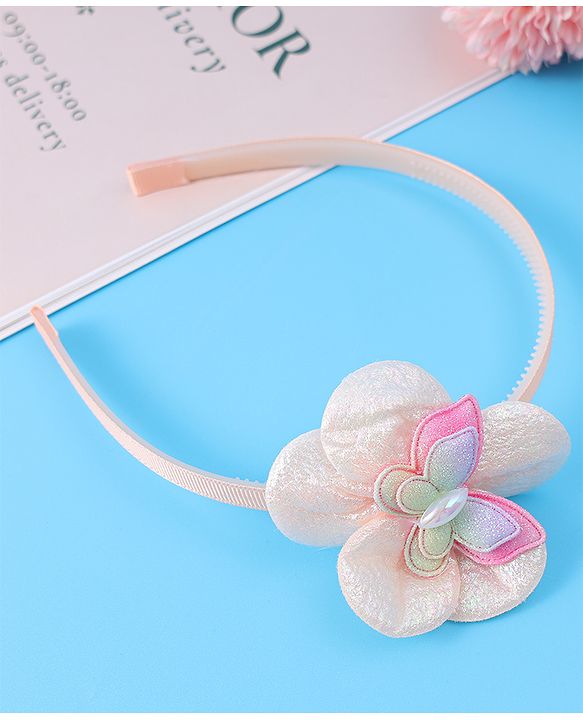 Babyhug Hair Accessories Combo Set Free Size with Floral Applique - Peach