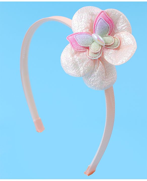 Babyhug Hair Accessories Combo Set Free Size with Floral Applique - Peach