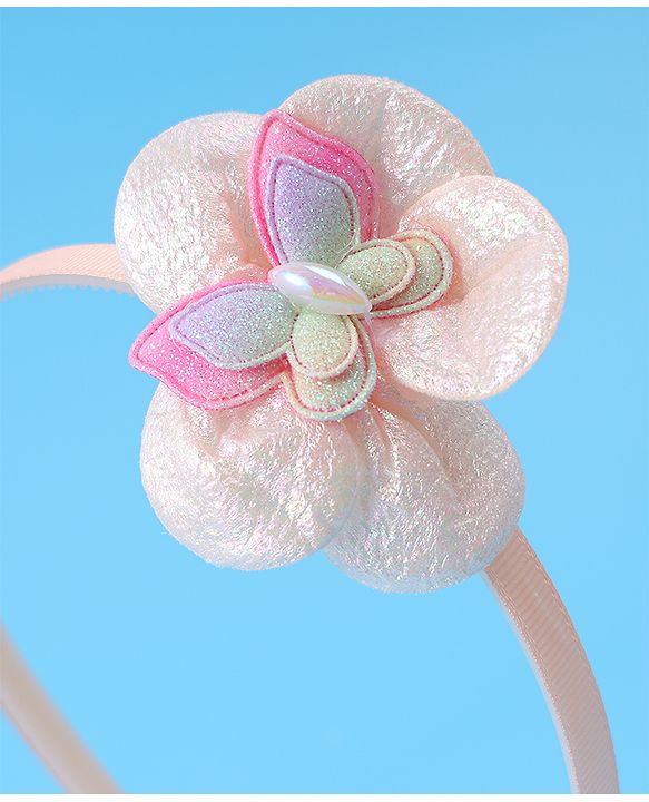 Babyhug Hair Accessories Combo Set Free Size with Floral Applique - Peach