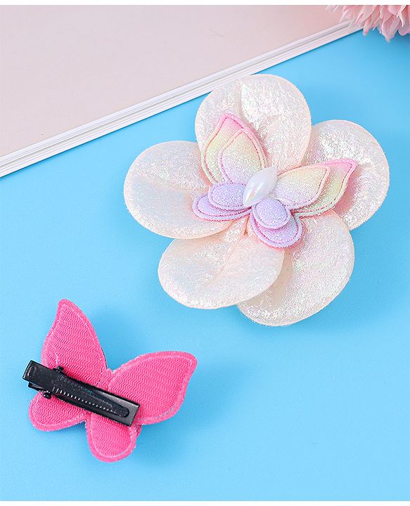 Babyhug Hair Accessories Combo Set Free Size with Floral Applique - Peach