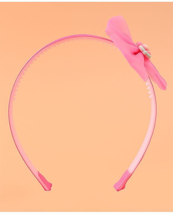 Babyhug Headband & Clips  Combo Set Free Size with Bow Applique - Fuchsia