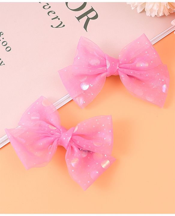 Babyhug Headband & Clip Combo Set Free Size with Floral Applique - Fuchsia