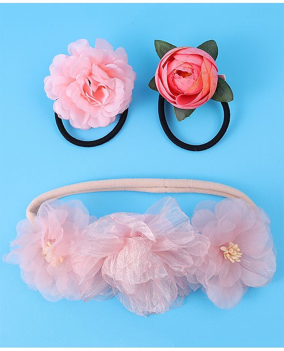 Babyhug Hair Rubber Bands Free Size Pack of 3 - Pink