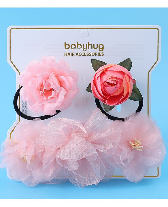 Babyhug Hair Rubber Bands Free Size Pack of 3 - Pink