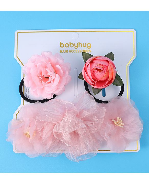 Babyhug Hair Rubber Bands Free Size Pack of 3 - Pink
