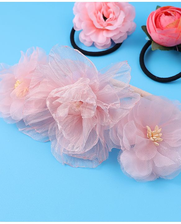 Babyhug Hair Rubber Bands Free Size Pack of 3 - Pink