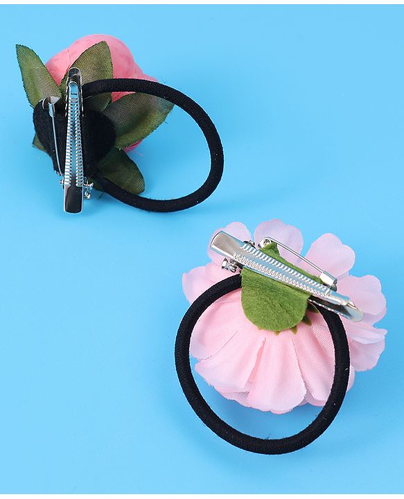 Babyhug Hair Accessory Combo Set With Floral Applique Free Size - Pink