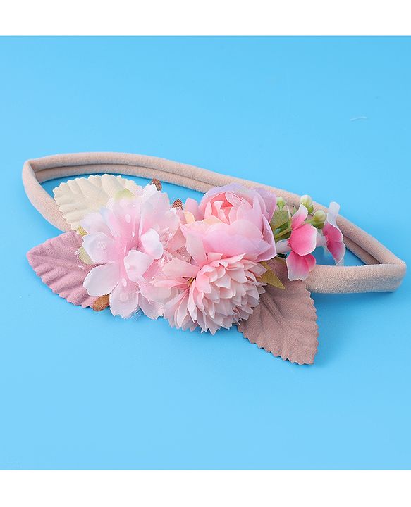 Babyhug Hair Accessory Combo Set With Floral Applique Free Size - Pink