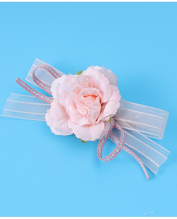 Babyhug Hair Accessory Combo Set With Floral Applique Free Size - Pink