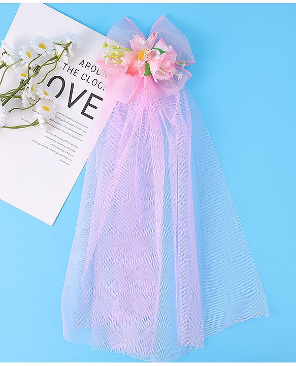Babyhug Kids Veil With Floral Applique Free Size - Pink