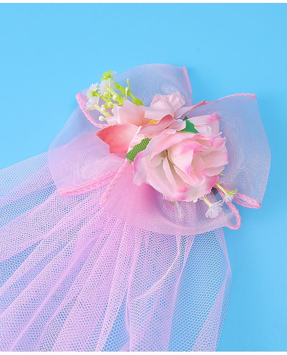 Babyhug Kids Veil With Floral Applique Free Size - Pink