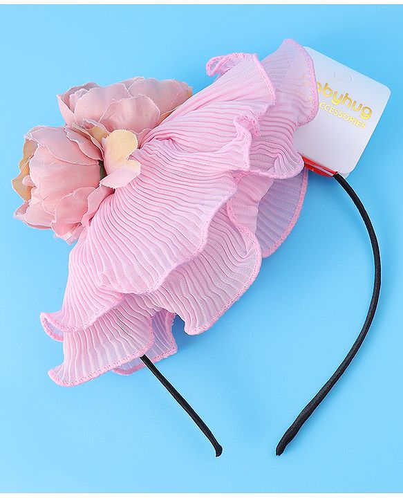 Babyhug Hairband with Floral Applique Free Size - Pink