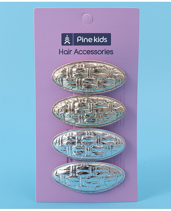 Pine Kids Snap Clips Pack of 4 - Silver