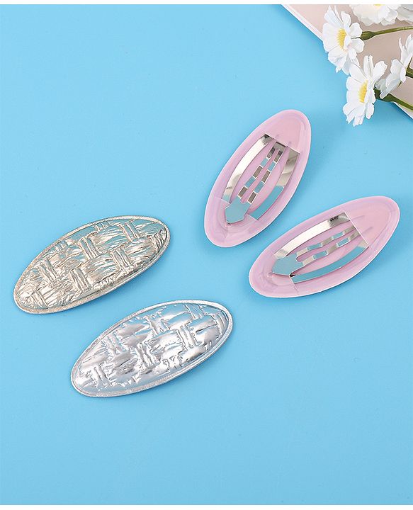 Pine Kids Snap Clips Pack of 4 - Silver