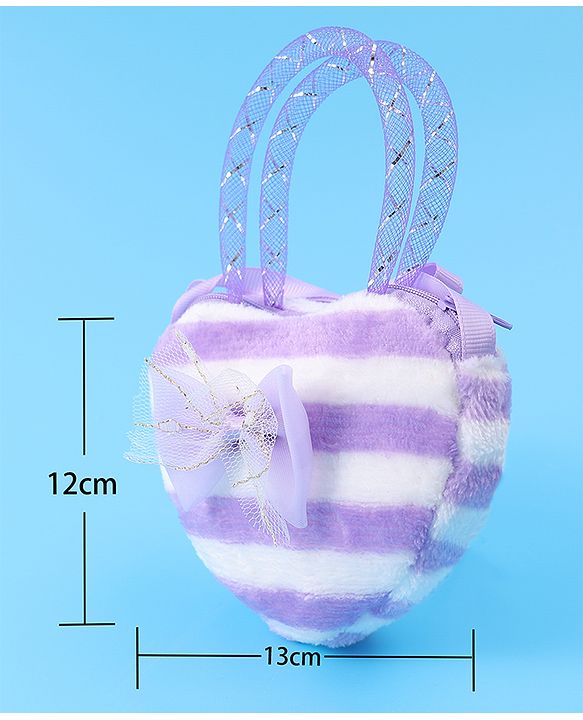 Babyhug Free Size Striped Heart Shaped Sling Bag With Bow Applique - Purple