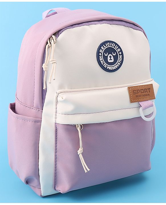 Pine Kids Bear Print Fashion Backpack With a Pouch -Purple