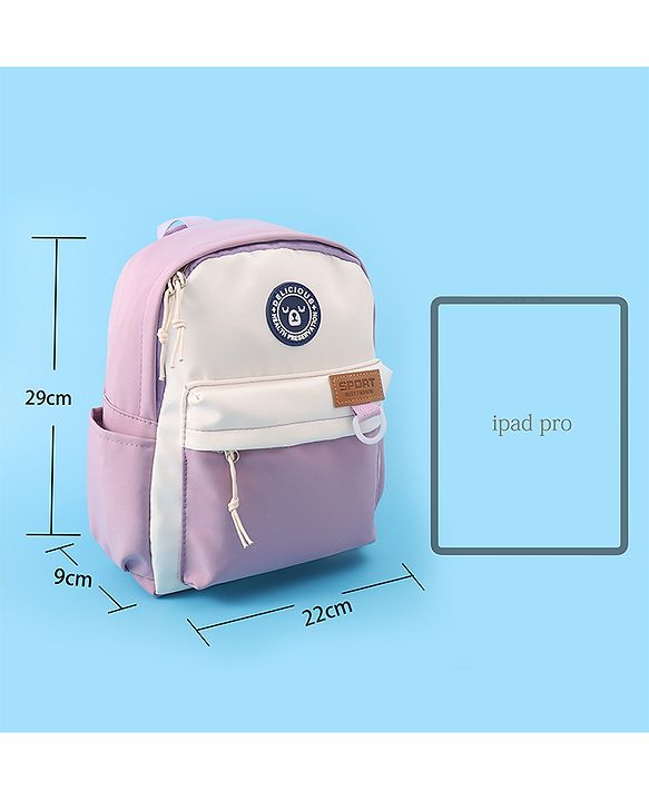 Pine Kids Bear Print Fashion Backpack With a Pouch -Purple