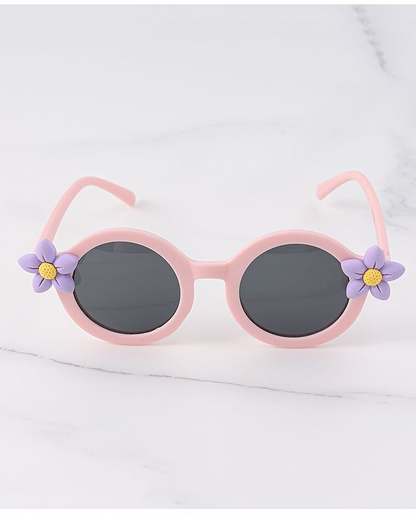 Babyhug Sunglasses With Floral Applique - Pink & Purple