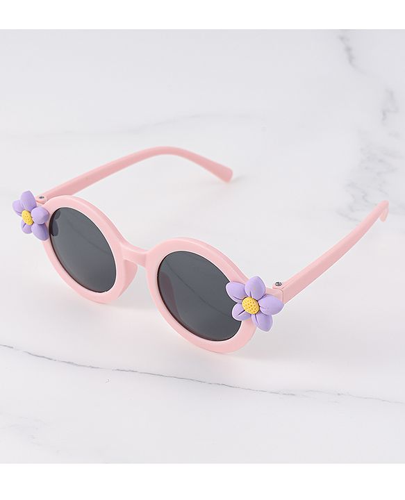 Babyhug Sunglasses With Floral Applique - Pink & Purple