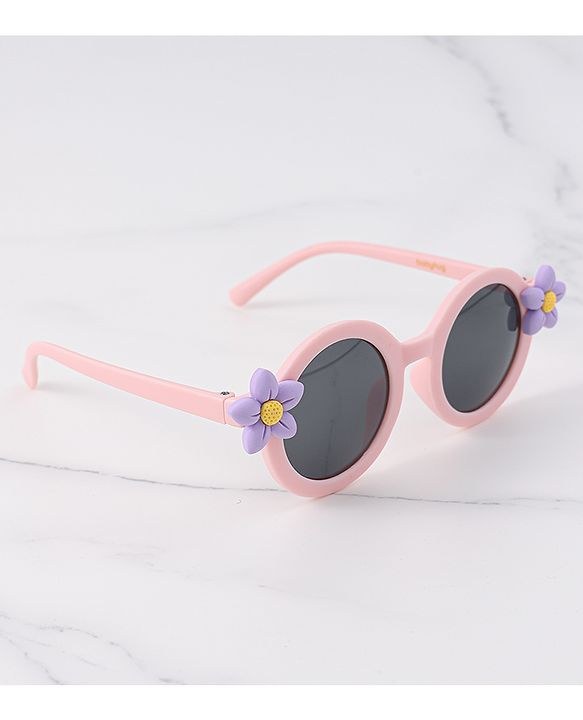 Babyhug Sunglasses With Floral Applique - Pink & Purple