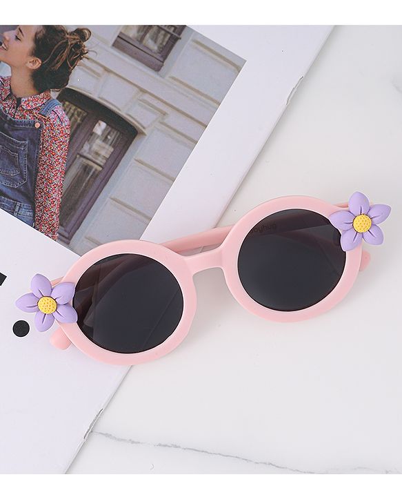 Babyhug Sunglasses With Floral Applique - Pink & Purple