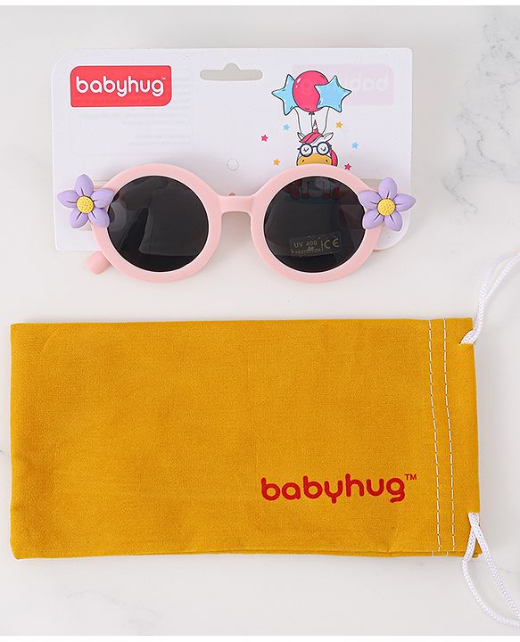 Babyhug Sunglasses With Floral Applique - Pink & Purple
