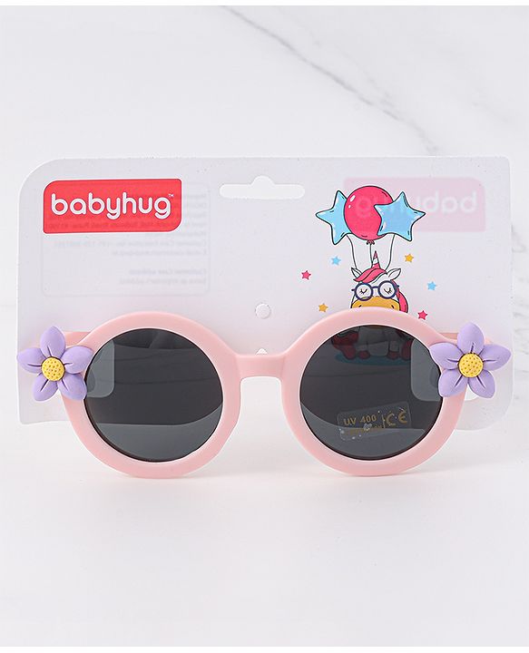 Babyhug Sunglasses With Floral Applique - Pink & Purple