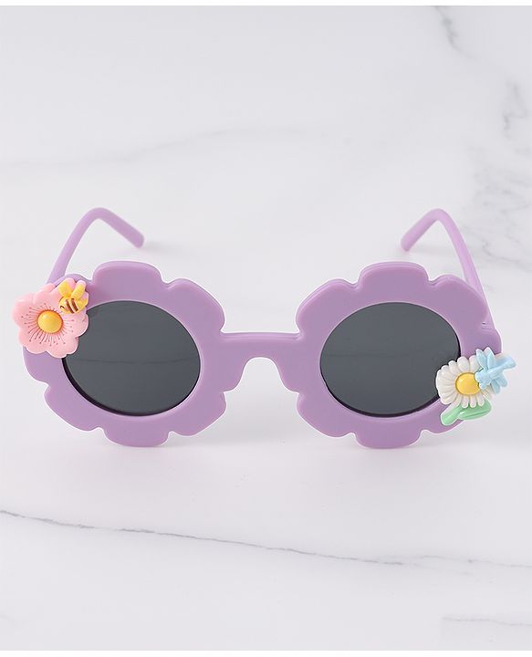 Babyhug Free Size Sunglasses With Floral Applique - Purple