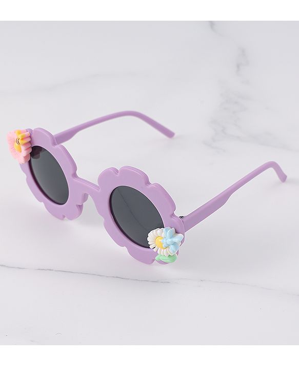Babyhug Free Size Sunglasses With Floral Applique - Purple