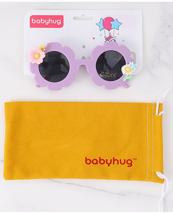 Babyhug Free Size Sunglasses With Floral Applique - Purple