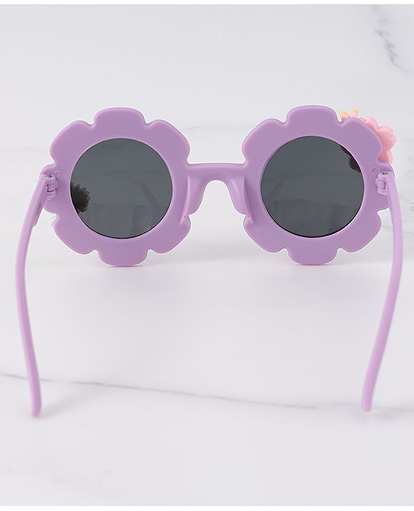 Babyhug Free Size Sunglasses With Floral Applique - Purple